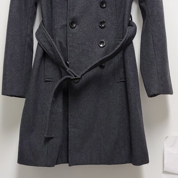 Style & Co Trench Coat Wool Blend Womens Large Tweed Double Breasted Pockets - Picture 3 of 16